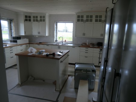 Köket börjar bli färdigt. 